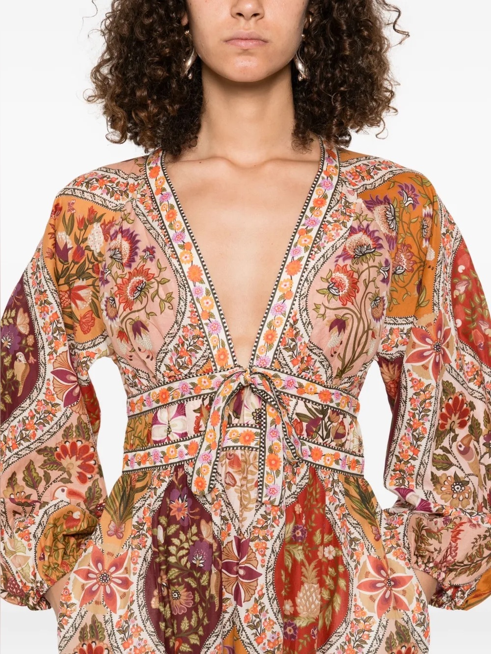 NWT Size S - Farm Rio Romantic Nature Multicolor 100% Cotton Mini Dress (US$240)